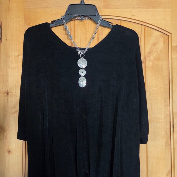 Chico's Hammered Silvertone Convertible Long/Short Western Style Necklace - Picture 2 of 6